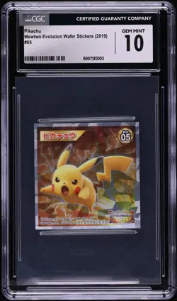 CGC 10 Pikachu #05 Mewtwo Evolution Wafer Stickers 2019 Pokemon - Image 1