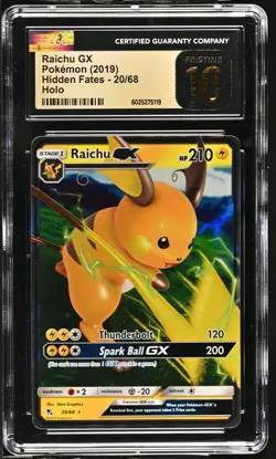 CGC 10 Pristine Raichu GX 20/68 S&M Hidden Fates Pokemon Card - Image 1