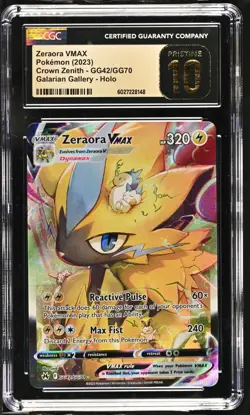 CGC 10 Pristine Zeraora VMAX GG42/GG70 Galarian Gallery Crown Zenith Pokemon - Image 1