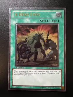 A Hero Lives GENF-EN098 Ultimate Rare 1st Edition Very Good to Near Mint Yugioh - Image 1
