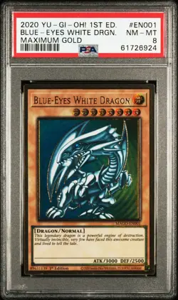 Yu-Gi-Oh Blue Eyes White Dragon PSA 8 1st Maximum Gold Mago Mint - Image 2
