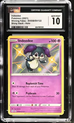 CGC 10 Indeedee Shiny SV059/SV122 Shiny Vault Shining Fates Pokemon Card - Image 1