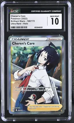 CGC 10 Cheren's Care Holo 168/172 Brilliant Stars Pokemon Card - Image 1