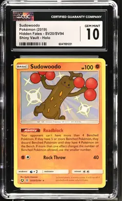 CGC 10 Sudowoodo Shiny SV20/SV94 Shiny Vault Hidden Fates Pokemon Card - Image 1