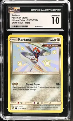 CGC 10 Kartana Shiny SV33/SV94 Shiny Vault Hidden Fates Pokemon Card - Image 1