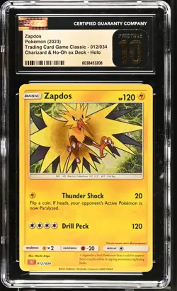 CGC 10 Pristine Zapdos Holo 012/034 Trading Card Game Classic CLC Pokemon Card - Image 1