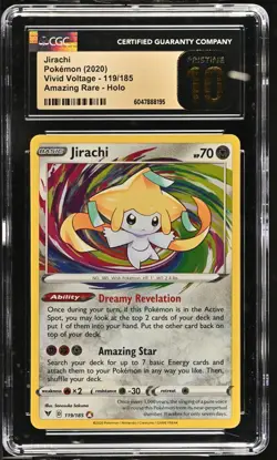 CGC 10 Pristine Jirachi 119/185 Amazing Rare Vivid Voltage Pokemon Card - Image 1