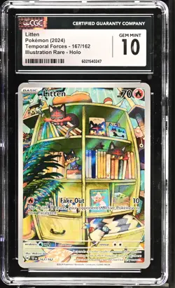 CGC 10 Litten 167/162 IR Illustration Rare Temporal Forces TEF Pokemon Card - Image 1