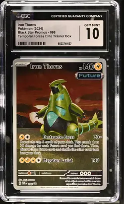 CGC 10 Iron Thorns Holo Black Star Promo 098 Temporal Forces ETB Pokemon Card - Image 1