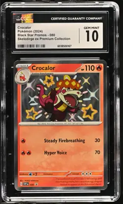 CGC 10 Crocalor Holo Black Star Promo 080 Skeledirge ex Premium Collection Card - Image 1