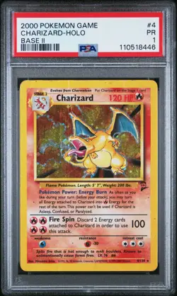 PSA 1 Charizard Holo 4/130 Base Set II 2 2000 Pokemon Card - Image 1
