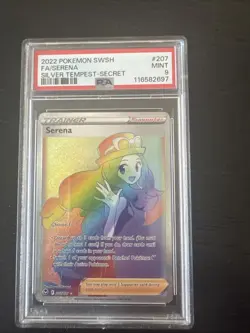 Pokemon TCG Serena Card 207/195 Silver Tempest Rainbow Secret Rare PSA 9 - Image 1