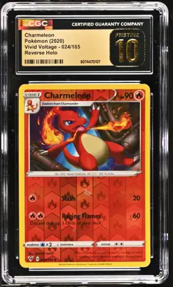 CGC 10 Pristine Charmeleon Reverse Holo 024/185 Vivid Voltage 2020 Pokemon Card - Image 1