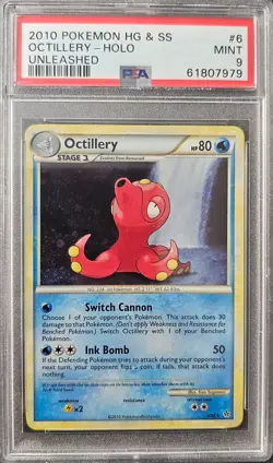 PSA 9 MINT Octillery 6/95 Holo HGSS Unleashed 2010 Pokemon Card - Image 1