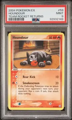 PSA 9 MINT Houndour 59/109 EX Team Rocket Returns 2004 Pokemon Card - Image 1