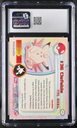 CGC 10 GEM MINT Clefable #36 Topps Series 1 Fourth Print 1999 Pokemon Card - Image 2