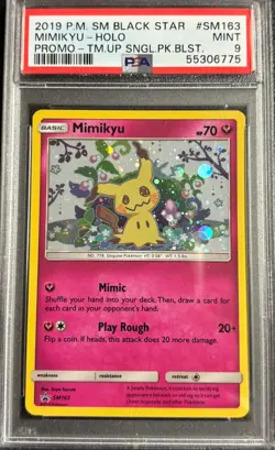 PSA 9 Mimikyu Holo SM163 Black Star Promo Steam Up Single Pack 2019 Pokemon Card - Image 1