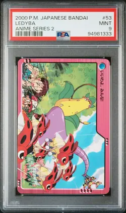 PSA 9 MINT Ledyba #53 Bandai Anime Series 2 2000 Pokemon Card - Image 1