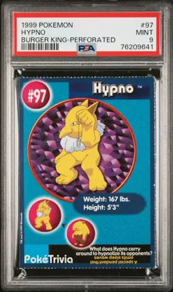 PSA 9 MINT Hypno #97 Burger King Perforated 1999 Pokemon Card - Image 1