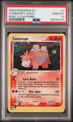 PSA 10 GEM MINT Camerupt 4/109 Holo EX Ruby & Sapphire 2003 Pokemon Card - Image 1