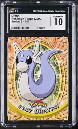 CGC 10 GEM MINT Dratini #147 Pokemon Topps Series 3 2000 Pokemon Card - Image 1