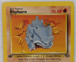 1999 Rhyhorn #61 Jungle Regular Pokemon Card Common 1st Edition - Image 3