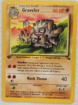 1999 Graveler #37 Fossil Regular Pokemon Card Uncommon 1st Edition - Image 1
