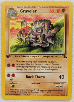 1999 Graveler #37 Fossil Regular Pokemon Card Uncommon 1st Edition - Image 2