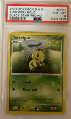 PSA 8 Turtwig Holo DP01 Black Star Promo Diamond & Pearl 2007 Pokemon Card - Image 1