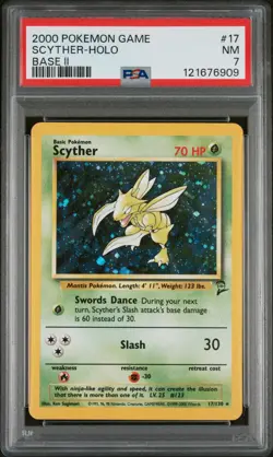 PSA 7 Scyther Holo 17/130 Base Set 2 2000 Pokemon Card - Image 1