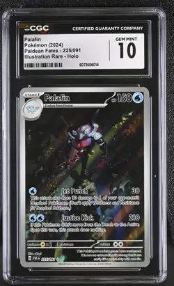 CGC 10 Palafin 225/091 IR Illustration Rare Paldean Fates PAF Pokemon Card - Image 1
