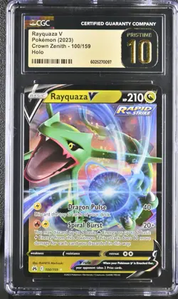 CGC 10 Pristine Rayquaza V 100/159 Crown Zenith 2023 Pokemon Card - Image 1