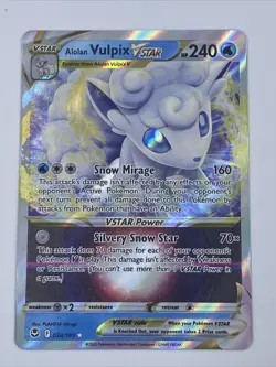 Alolan VULPIX VSTAR #034/195 Pokemon TCG: SW&SH Silver Tempest Holo Rare VStar - Image 1