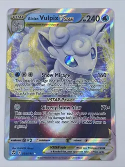 Alolan VULPIX VSTAR #034/195 Pokemon TCG: SW&SH Silver Tempest Holo Rare VStar - Image 2