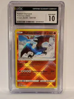 CGC 10 Radiant Charizard 020/159 Crown Zenith Shiny Holo Graded Pokemon TCG - Image 2