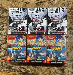 Pokemon TCG White Flare/ Surging Sparks Booster Bundle Sealed Lot of 6 - Image 1