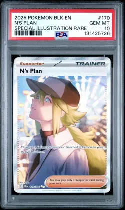 2025 Pokemon BLK EN-Black Bolt N'S Plan #170 Special Illustration Rare PSA 10 - Image 1