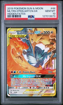 2019 POKEMON SUN & MOON HIDDEN FATES #44 MOLTRES & ZAPDOS & ARTICUNO GX PSA 10 - Image 1