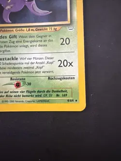 2001 POKEMON GERMAN NEO REVELATION #4 CROBAT-HOLO DOUBLE HOLO ERROR VINTAGE WoTC - Image 5