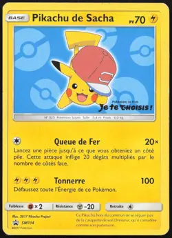 Carte Pokemon Pikachu de Sacha SM114 Promo SM Francais - Image 1