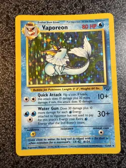 Pokemon TCG Jungle Vaporeon Holo Card 12/64 Unlimited Rare LP/NM Condition - Image 2