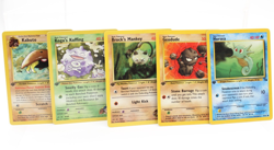 Lot Of 5 Pokemon Cards Kabuto, Koga's Koffing, Brocks Mankey, Geodude, Horsea - Image 1
