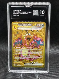 TAG 10 2023 Pokemon Charizard EX Obsidian Flames Holo Hyper Rare Card 228/197 - Image 1