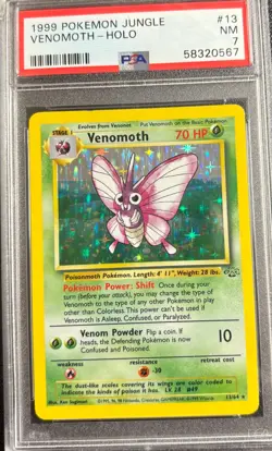 PSA 7 Venomoth Holo 1364 Jungle 1999 Pokemon Card - Image 1
