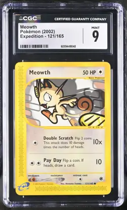 CGC 9 Meowth 121/165 Expedition 2002 Pokemon Card - Image 1