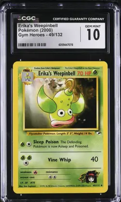 CGC 10 Erika's Weepinbell 49/132 Gym Heroes 2000 Pokemon Card - Image 1