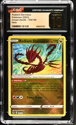 CGC 10 Pristine Radiant Eternatus 105/159 Crown Zenith Pokemon Card - Image 1