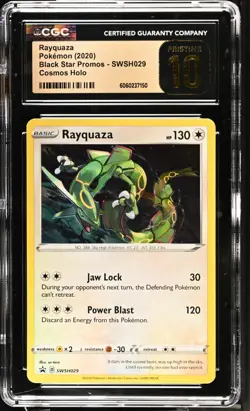 CGC 10 Pristine Rayquaza Cosmos Holo SWSH029 Black Star Promo Pokemon Card - Image 1