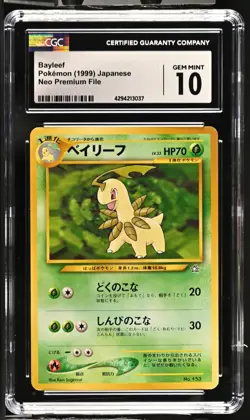 CGC 10 Bayleef No. 153 Neo Premium File 1999 Pokemon Card - Image 1