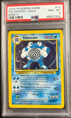 PSA 8 Poliwrath Holo 15/130 Base Set 2 2000 Pokemon Card - Image 1